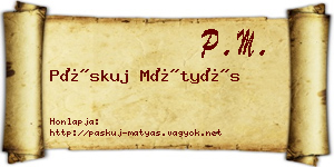 Páskuj Mátyás névjegykártya